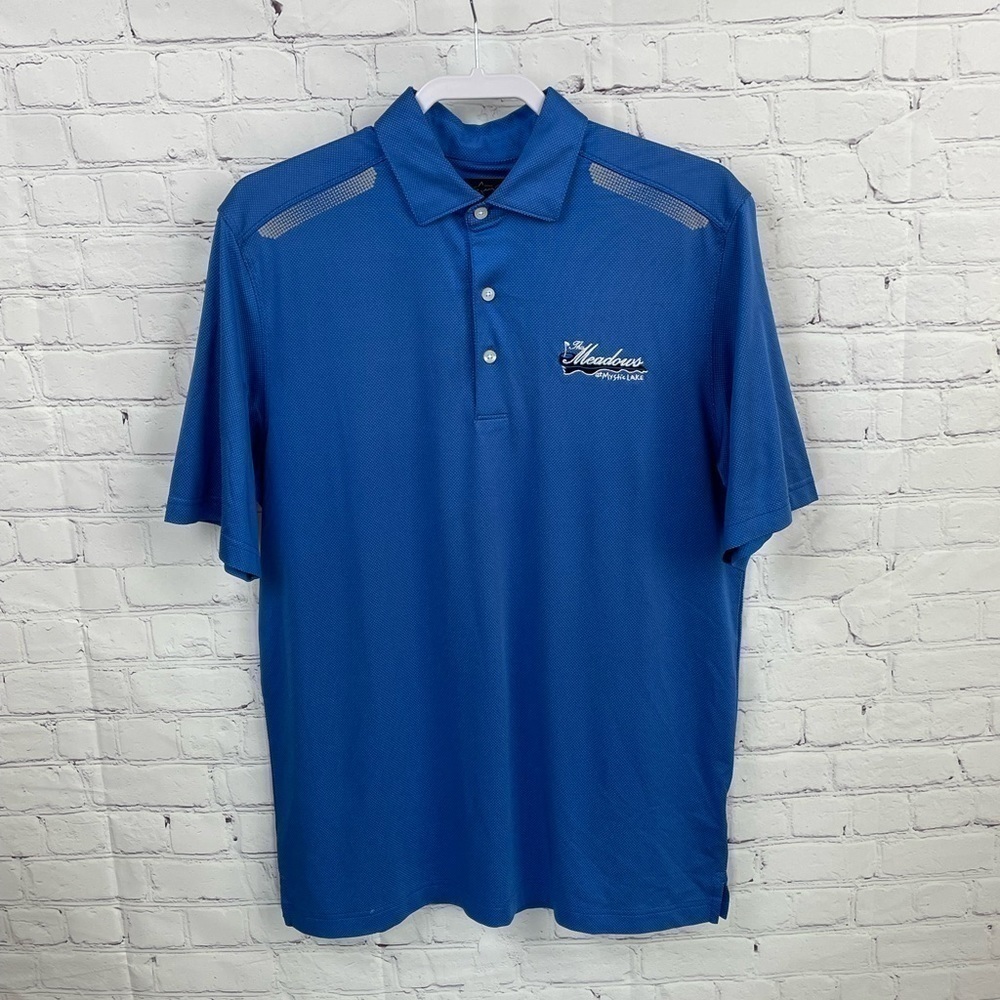 Greg Norman Golf Polo Play Dry Men’s Size MEDIUM Short Sleeve Shirt Blue/White